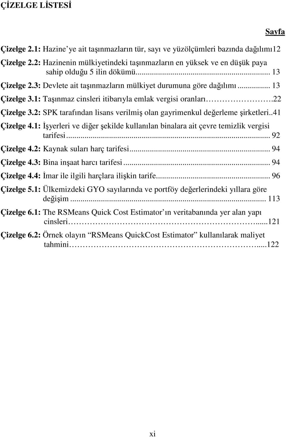 1: Taşınmaz cinsleri itibarıyla emlak vergisi oranları.22 Çizelge 3.2: SPK tarafından lisans verilmiş olan gayrimenkul değerleme şirketleri..41 Çizelge 4.