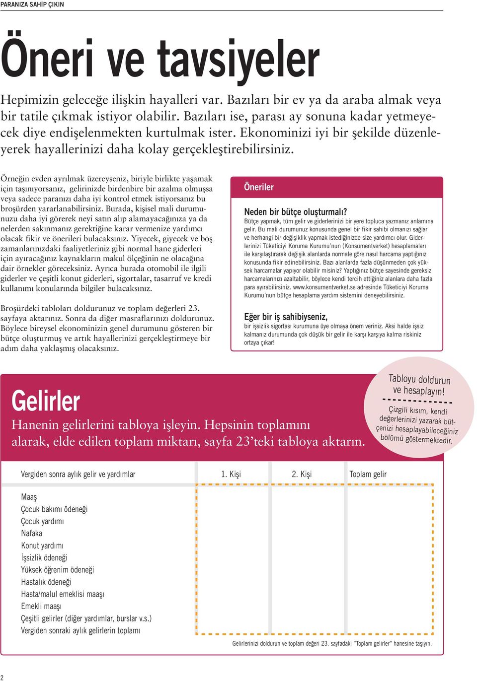 Örneğin evden ayrılmak üzereyseniz, biriyle birlikte yaşamak için taşınıyorsanız, gelirinizde birdenbire bir azalma olmuşsa veya sadece paranızı daha iyi kontrol etmek istiyorsanız bu broşürden