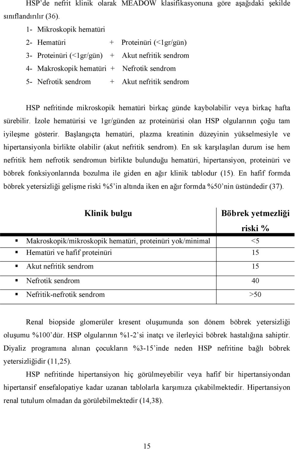 mikroskopik hematüri birkaç günde kaybolabilir veya birkaç hafta sürebilir. İzole hematürisi ve 1gr/günden az proteinürisi olan HSP olgularının çoğu tam iyileşme gösterir.