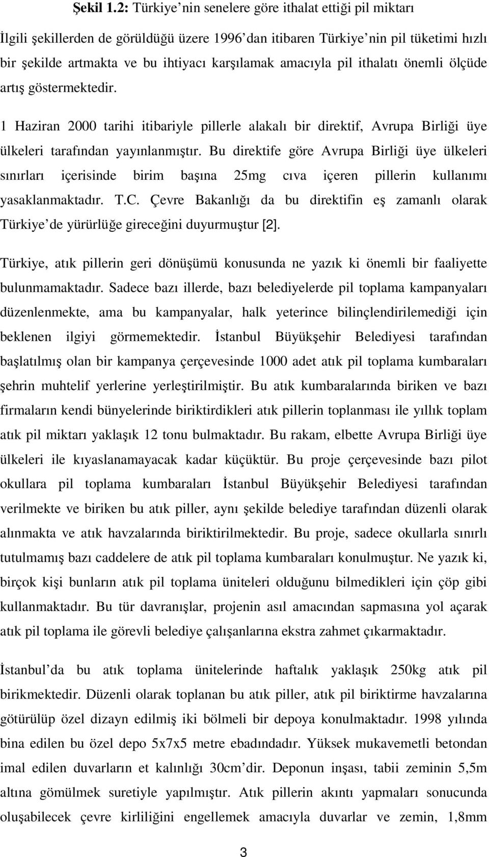 pil ithalatı önemli ölçüde artış göstermektedir. 1 Haziran 2000 tarihi itibariyle pillerle alakalı bir direktif, Avrupa Birliği üye ülkeleri tarafından yayınlanmıştır.