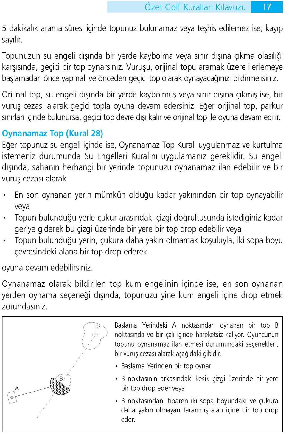 Vuruşu, orijinal topu aramak üzere ilerlemeye başlamadan önce yapmalı ve önceden geçici top olarak oynayacağınızı bildirmelisiniz.