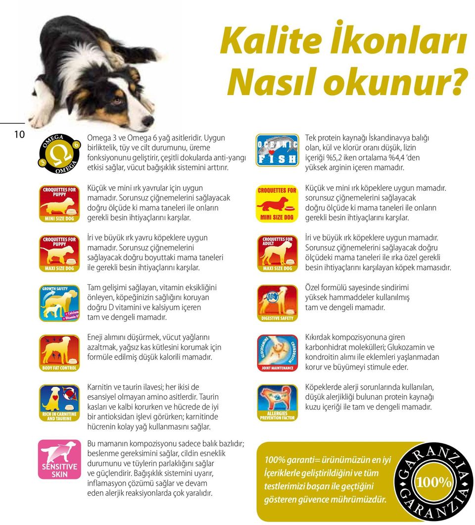 Sorunsuz çiğnemelerini sağlayacak doğru ölçüde ki mama taneleri ile onların gerekli besin ihtiyaçlarını karşılar. İri ve büyük ırk yavru köpeklere uygun mamadır.