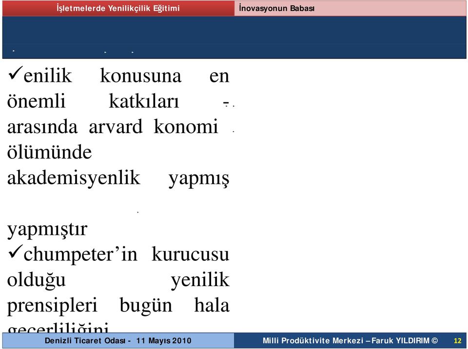 yapmış S yapmıştır Schumpeter inp kurucusu olduğu yenilik