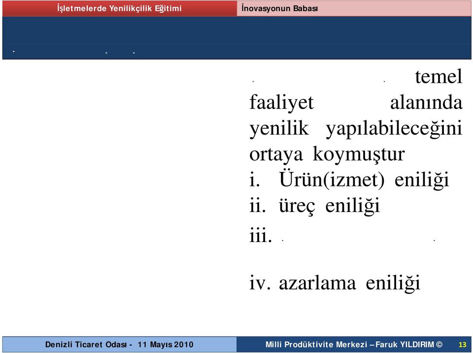 Ürün(i Ürün(Hizmet) met)eniliği Yeniliği ii.