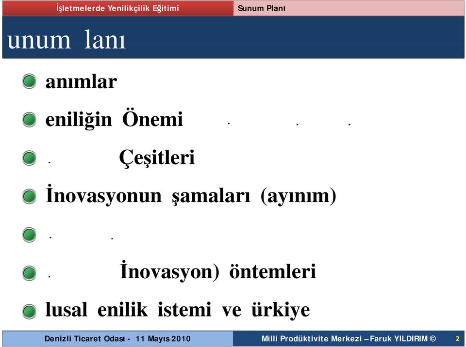 Yİnovasyon) Yöntemleri lulusallyenilik isistemii ve