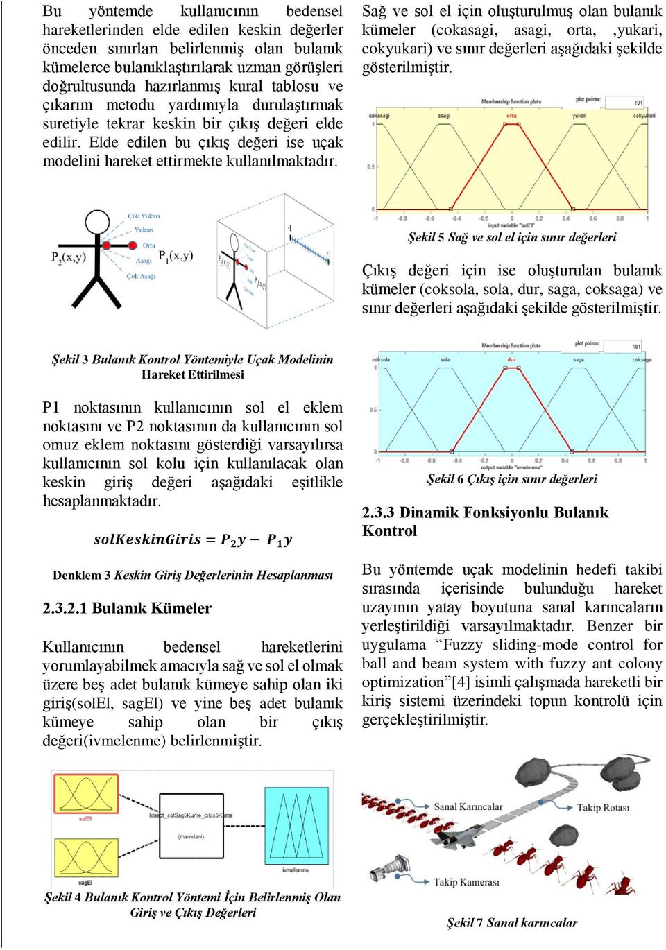 Sağ ve sol el için oluşturulmuş olan bulanık kümeler (cokasagi, asagi, orta,,yukari, cokyukari) ve sınır değerleri aşağıdaki şekilde gösterilmiştir.