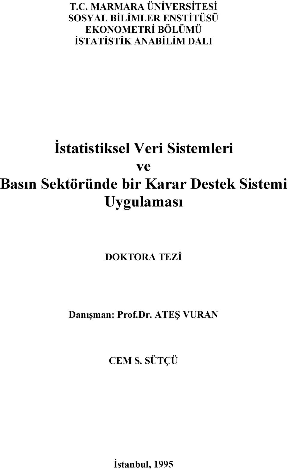 ve Basın Sektöründe bir Karar Destek Sistemi Uygulaması