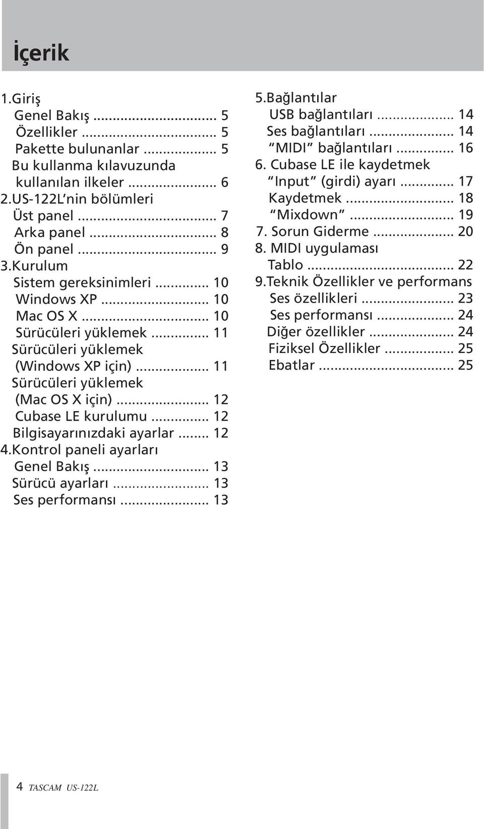 .. 12 Bilgisayarınızdaki ayarlar... 12 4.Kontrol paneli ayarları Genel Bakış... 13 Sürücü ayarları... 13 Ses performansı... 13 5.Bağlantılar USB bağlantıları... 14 Ses bağlantıları.