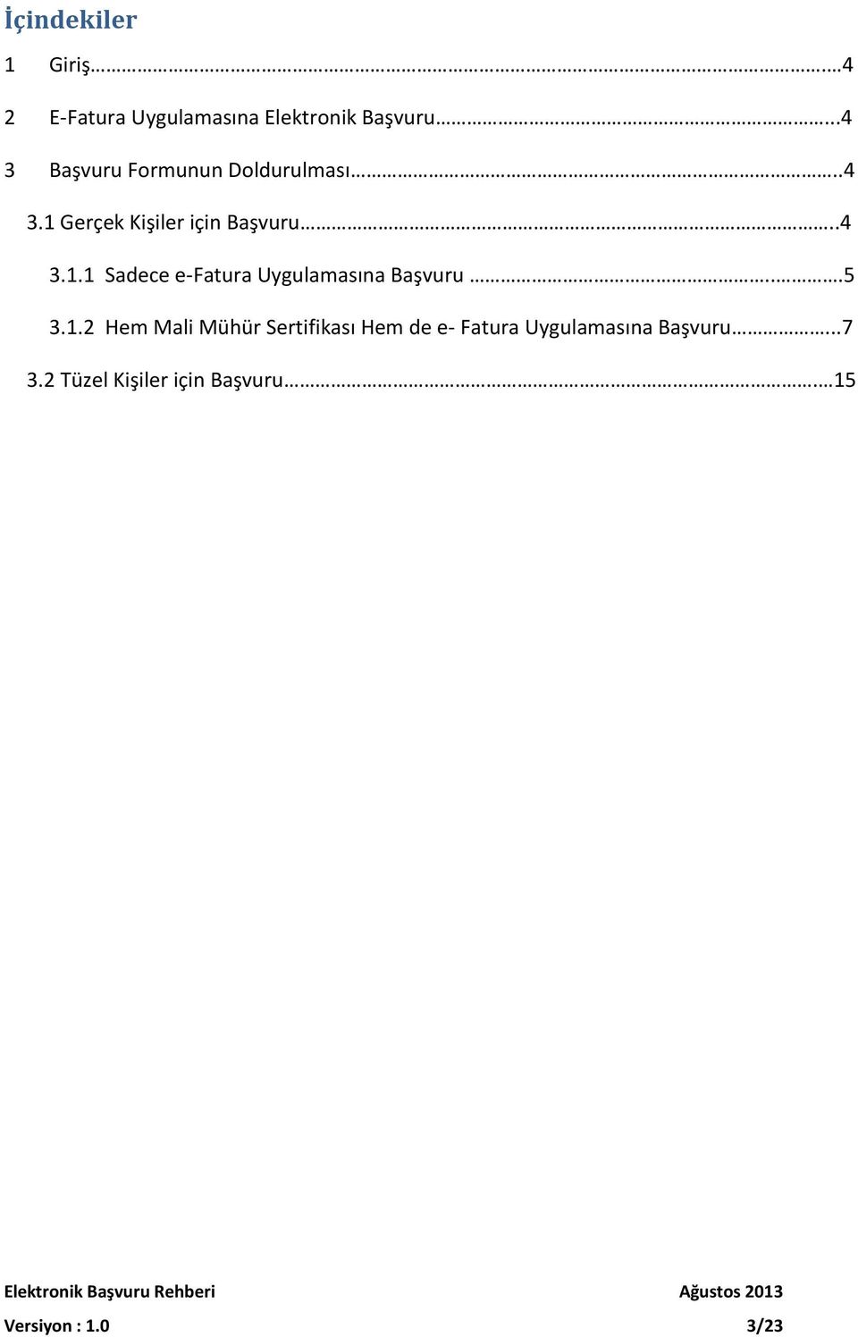Gerçek Kişiler için Başvuru..4 3.1.1 Sadece e-fatura Uygulamasına Başvuru...5 3.
