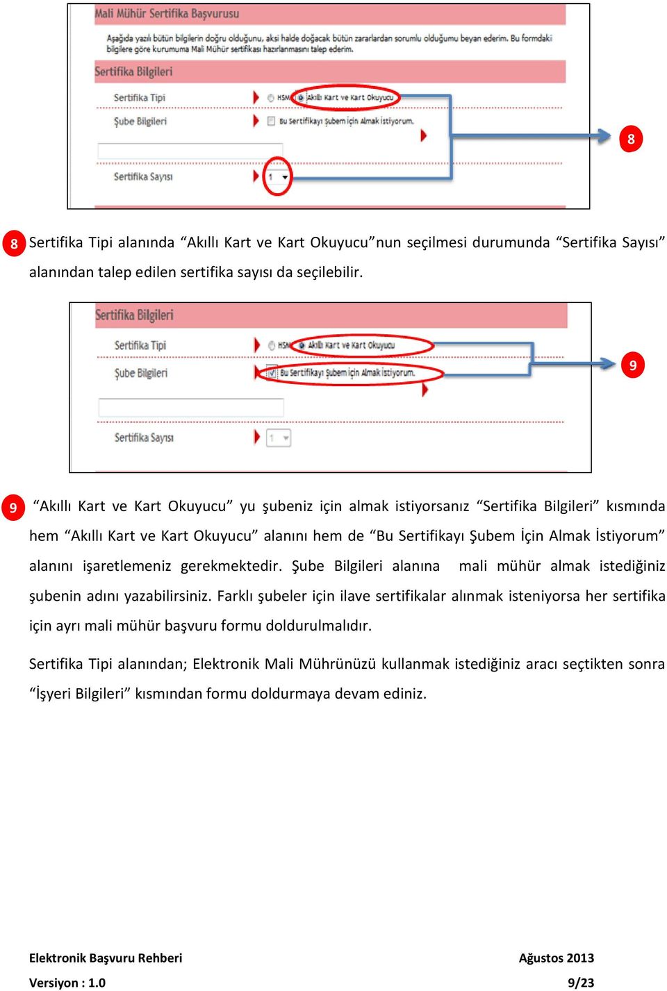 alanını işaretlemeniz gerekmektedir. Şube Bilgileri alanına mali mühür almak istediğiniz şubenin adını yazabilirsiniz.