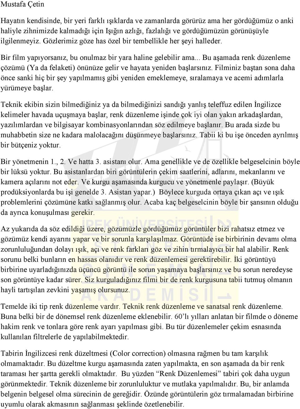 .. Bu aşamada renk düzenleme çözümü (Ya da felaketi) önünüze gelir ve hayata yeniden başlarsınız.