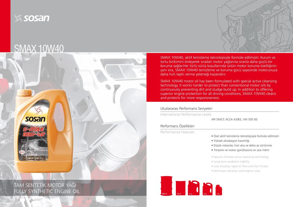 SMAX 10W40 motor oil has been formulated with special active cleansing technology. It works harder to protect than conventional motor oils by continuously preventing dirt and sludge build up.