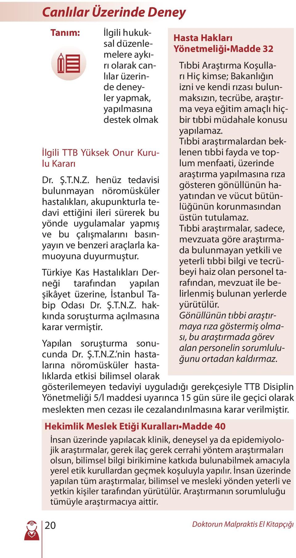 Türkiye Kas Hastalıkları Derneği tarafından yapılan şikâyet üzerine, İstanbul Tabip Odası Dr. Ş.T.N.Z.