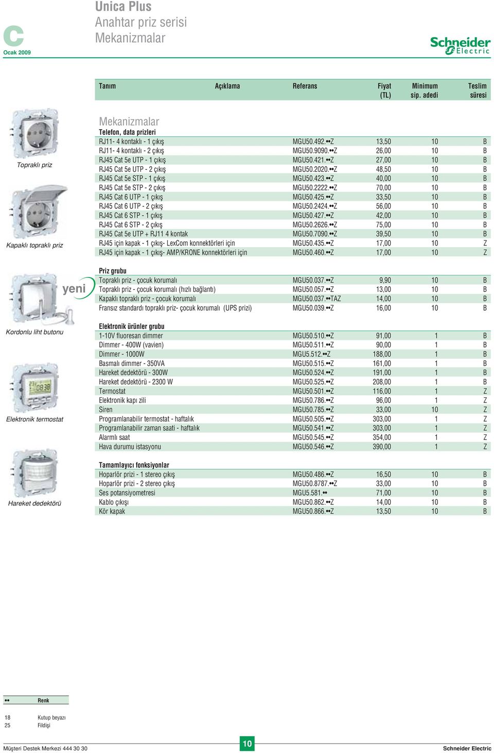 Z 27,00 10 B RJ45 Cat 5e UTP - 2 çıkış MGU50.2020. Z 48,50 10 B RJ45 Cat 5e STP - 1 çıkış MGU50.423. Z 40,00 10 B RJ45 Cat 5e STP - 2 çıkış MGU50.2222. Z 70,00 10 B RJ45 Cat 6 UTP - 1 çıkış MGU50.425.