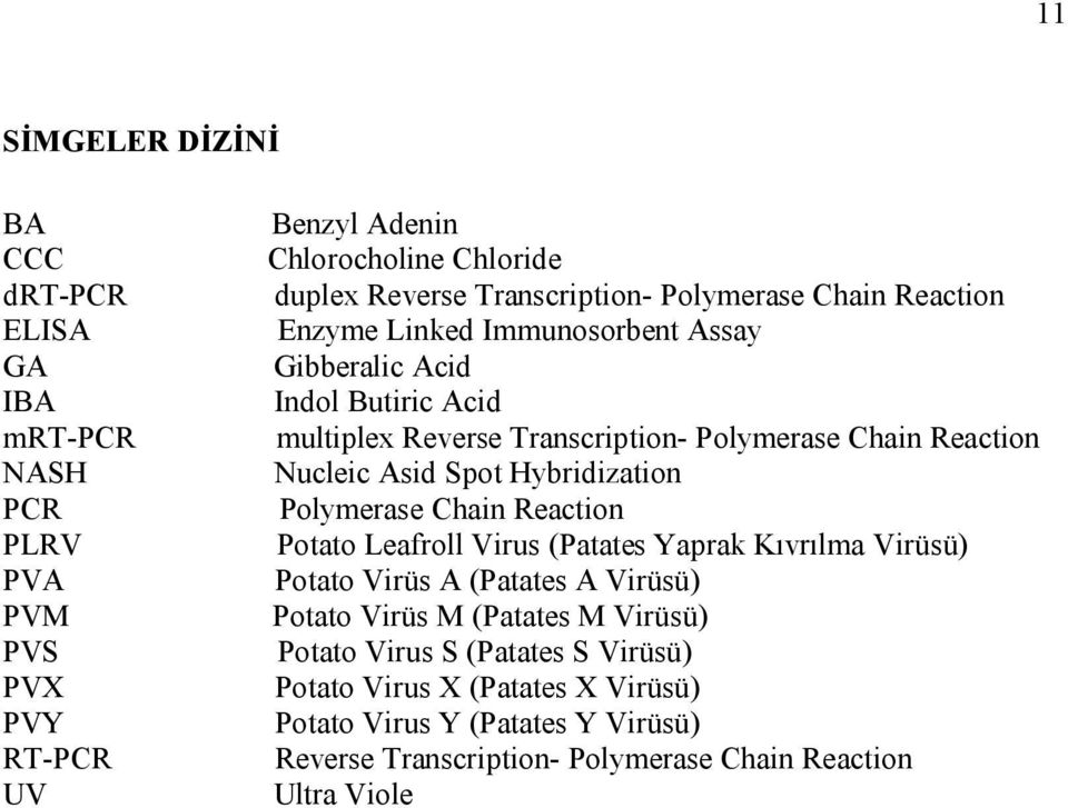 Asid Spot Hybridization Polymerase Chain Reaction Potato Leafroll Virus (Patates Yaprak Kıvrılma Virüsü) Potato Virüs A (Patates A Virüsü) Potato Virüs M (Patates M