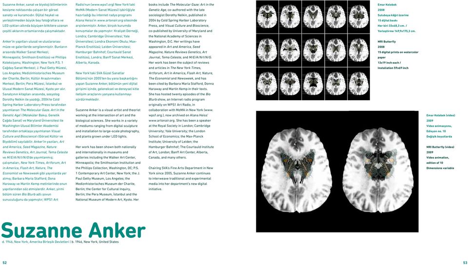 Anker in yapıtları ulusal ve uluslararası müze ve galerilerde sergilenmiştir. Bunların arasında Walker Sanat Merkezi, Minneapolis; Smithson Enstitüsü ve Phillips Koleksiyonu, Washington; New York P.S. 1 Çağdaş Sanat Merkezi; J.