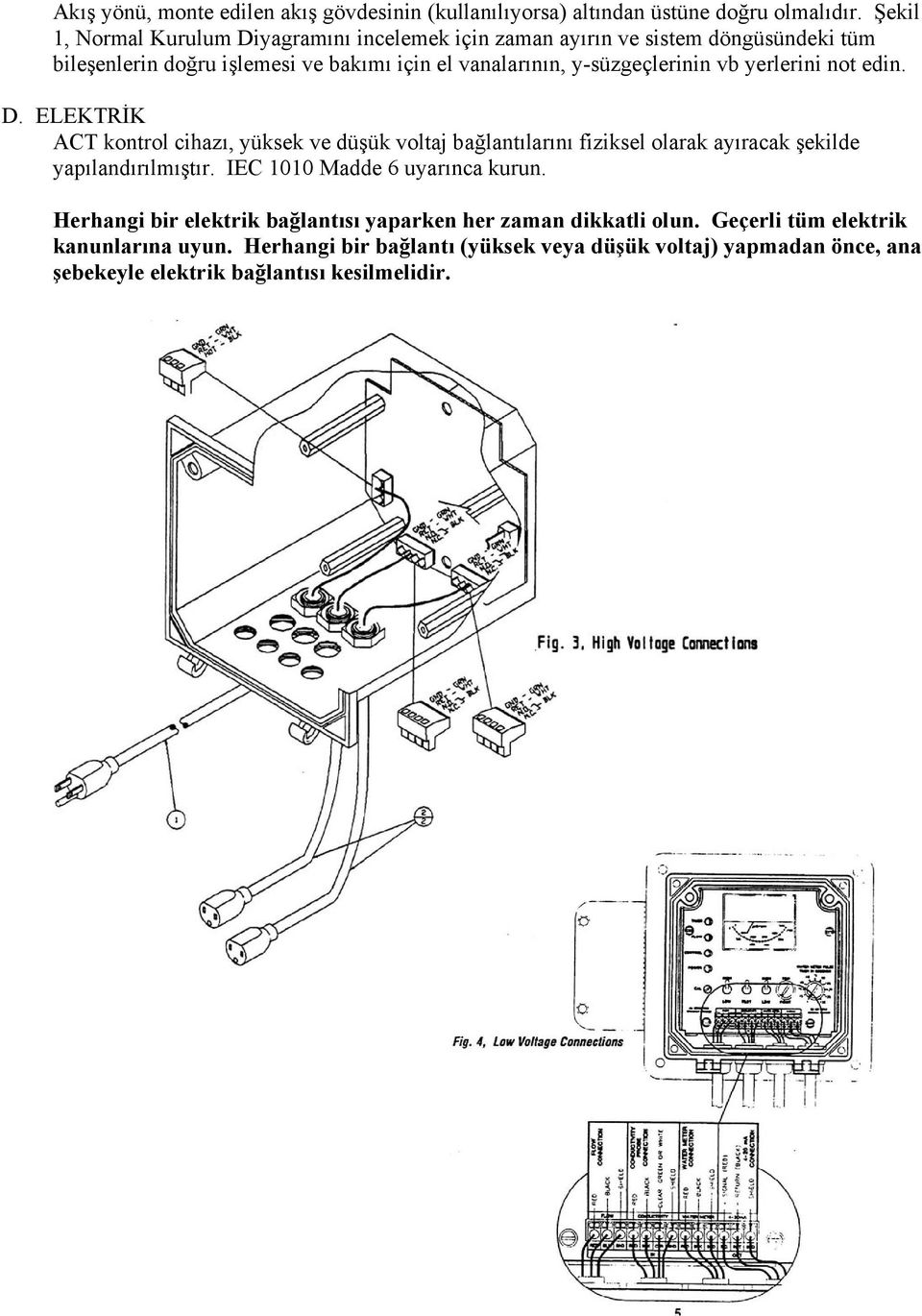 y-süzgeçlerinin vb yerlerini not edin. D. ELEKTRİK ACT kontrol cihazı, yüksek ve düşük voltaj bağlantılarını fiziksel olarak ayıracak şekilde yapılandırılmıştır.
