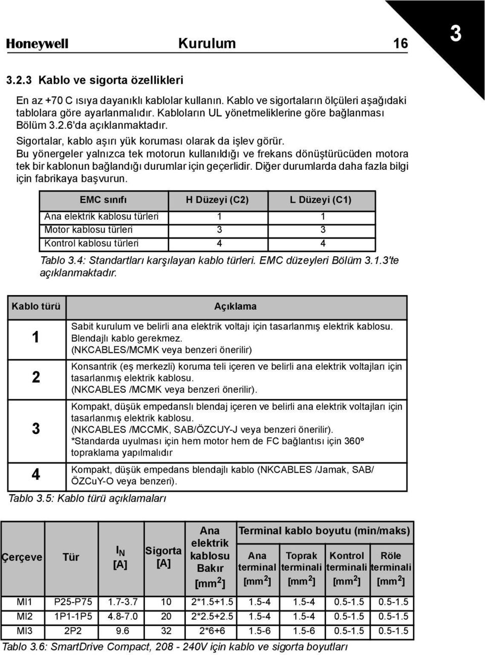 Bu yönergeler yalnızca tek motorun kullanıldığı ve frekans dönüştürücüden motora tek bir kablonun bağlandığı durumlar için geçerlidir. Diğer durumlarda daha fazla bilgi için fabrikaya başvurun.