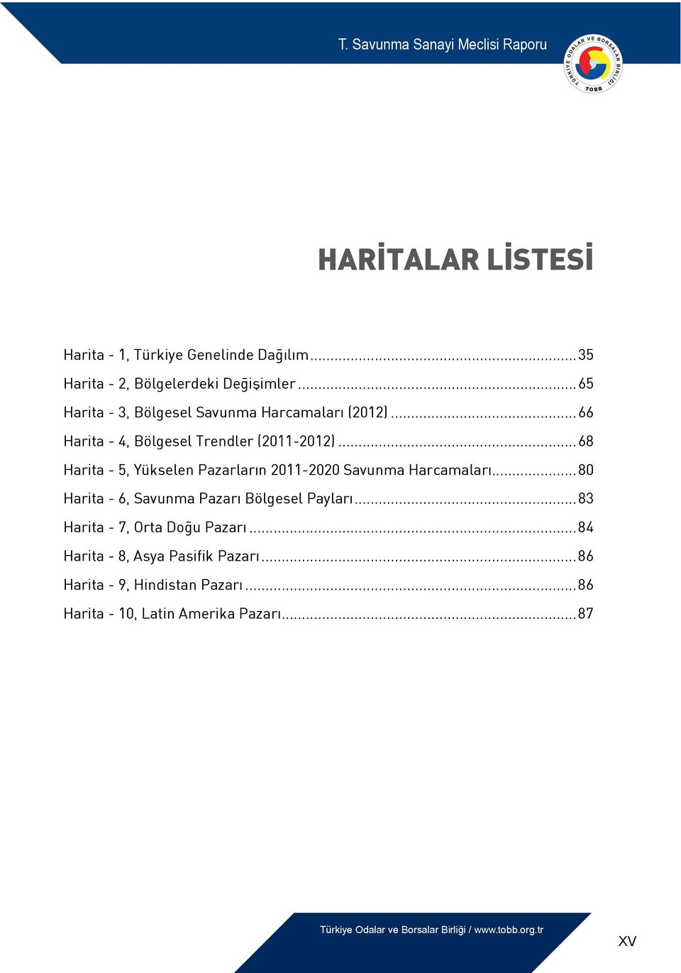 ..68 Harita - 5, Yükselen Pazarların 2011-2020 Savunma Harcamaları...80 Harita - 6, Savunma Pazarı Bölgesel Payları.