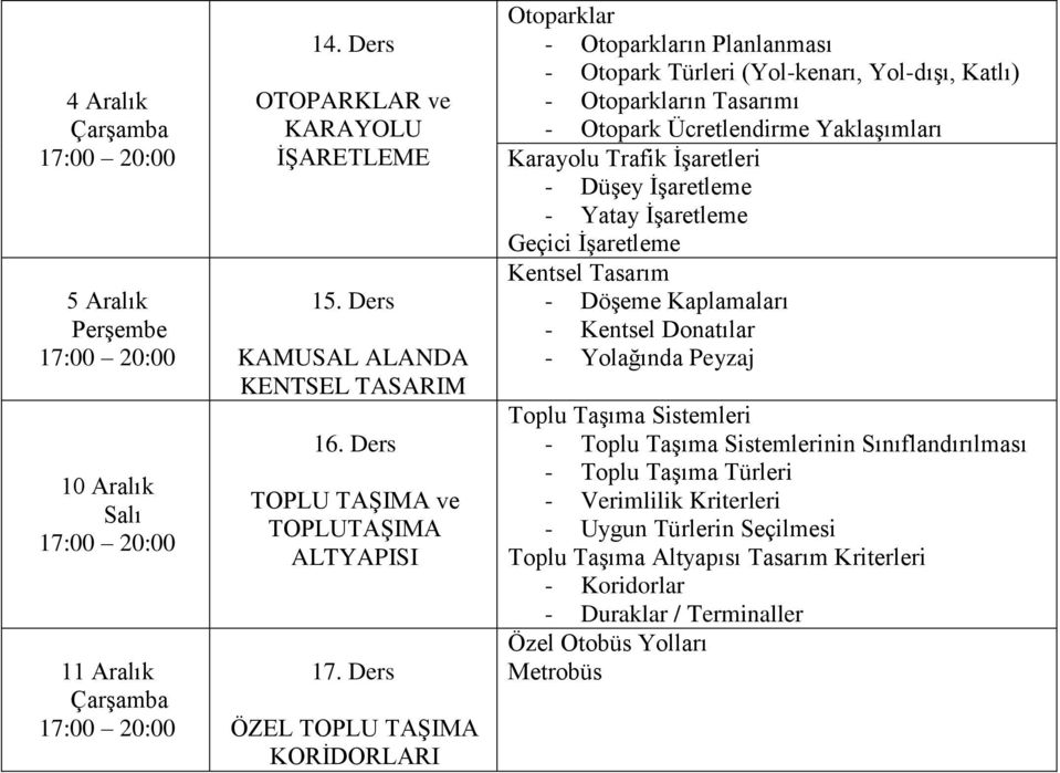 Karayolu Trafik İşaretleri - Düşey İşaretleme - Yatay İşaretleme Geçici İşaretleme Kentsel Tasarım - Döşeme Kaplamaları - Kentsel Donatılar - Yolağında Peyzaj Toplu Taşıma Sistemleri -