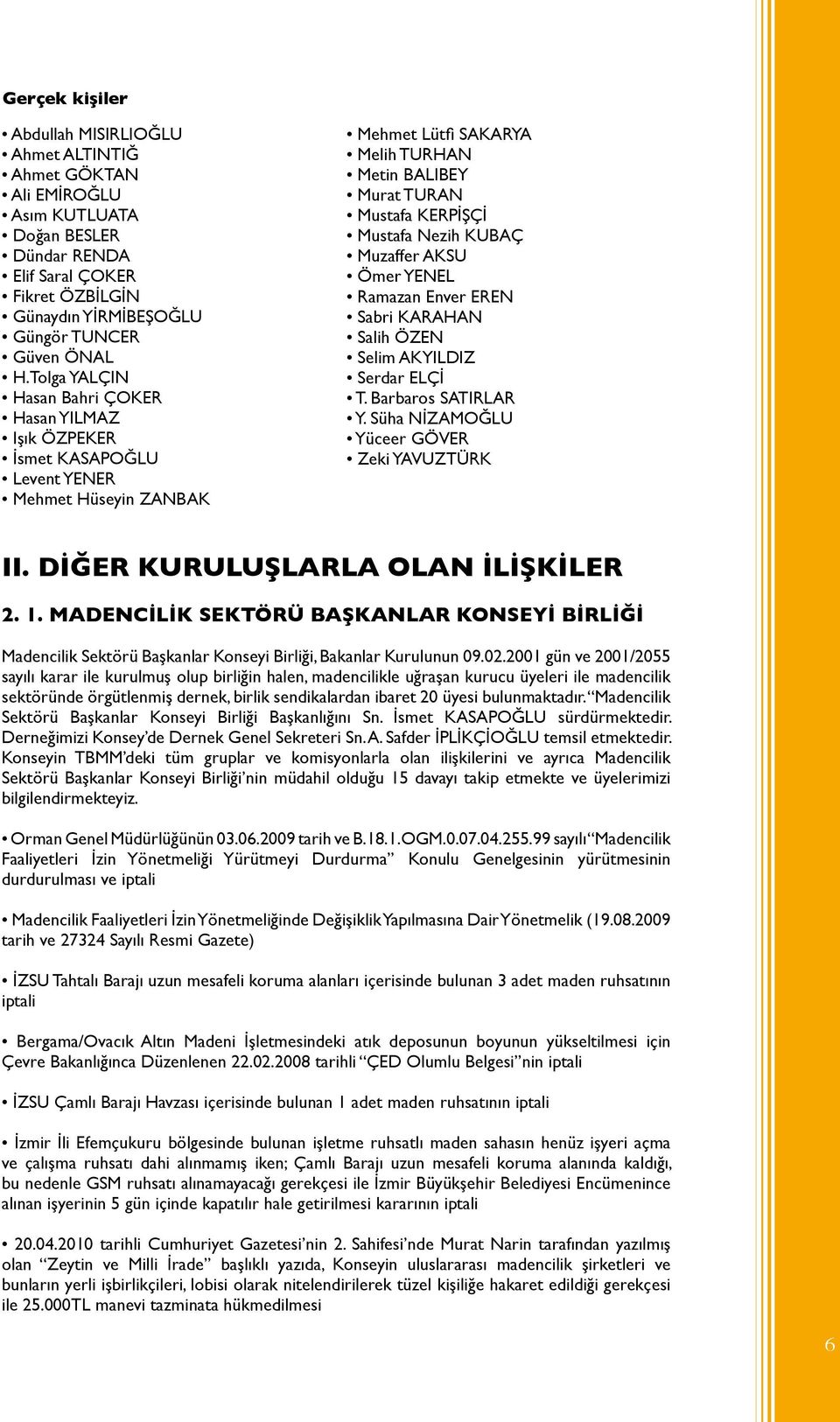 KUBAÇ Muzaffer AKSU Ömer YENEL Ramazan Enver EREN Sabri KARAHAN Salih ÖZEN Selim AKYILDIZ Serdar ELÇİ T. Barbaros SATIRLAR Y. Süha NİZAMOĞLU Yüceer GÖVER Zeki YAVUZTÜRK II.