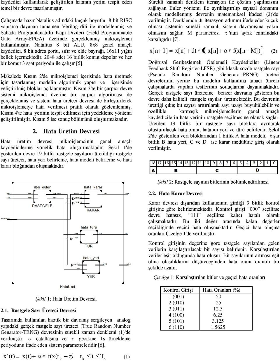 gerçeklenmiş mikroişlemci kullanılmıştır. Natalius 8 bit ALU, 8x8 genel amaçlı kaydedici, 8 bit adres portu, sıfır ve elde bayrağı, 16x11 yığın bellek içermektedir.