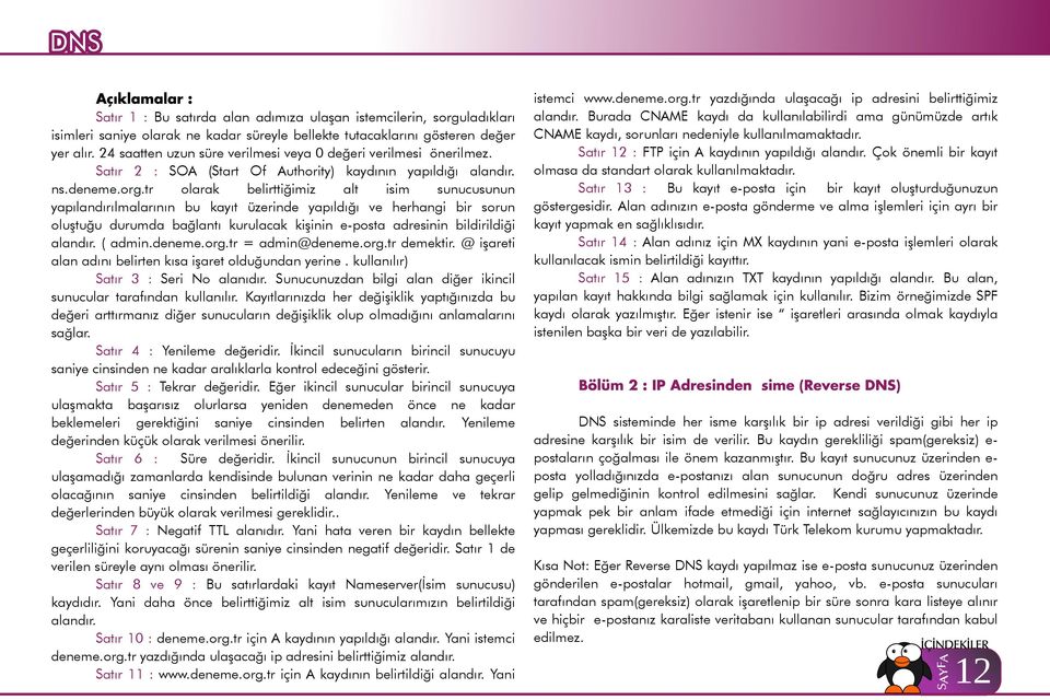 tr olarak belirttiğimiz alt isim sunucusunun yapılandırılmalarının bu kayıt üzerinde yapıldığı ve herhangi bir sorun oluştuğu durumda bağlantı kurulacak kişinin e-posta adresinin bildirildiği alandır.