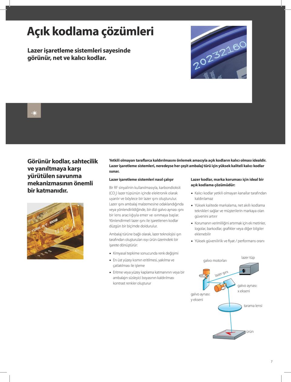 Lazer işaretleme sistemleri nasıl çalışır Bir RF sinyalinin kullanılmasıyla, karbondioksit (CO 2 ) lazer tüpünün içinde elektronik olarak uyarılır ve böylece bir lazer ışını oluşturulur.