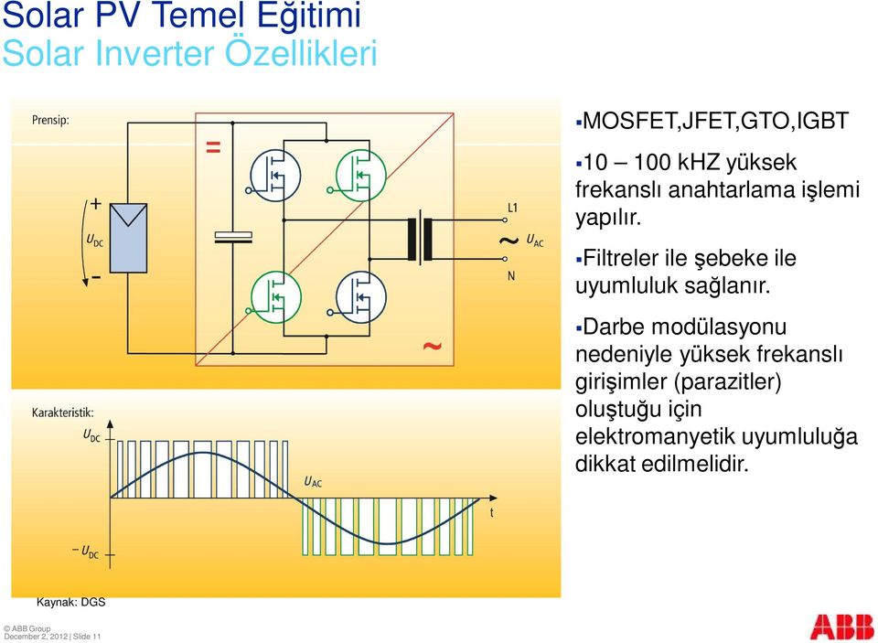 Darbe modülasyonu nedeniyle yüksek frekansl giri imler (parazitler) olu tu u