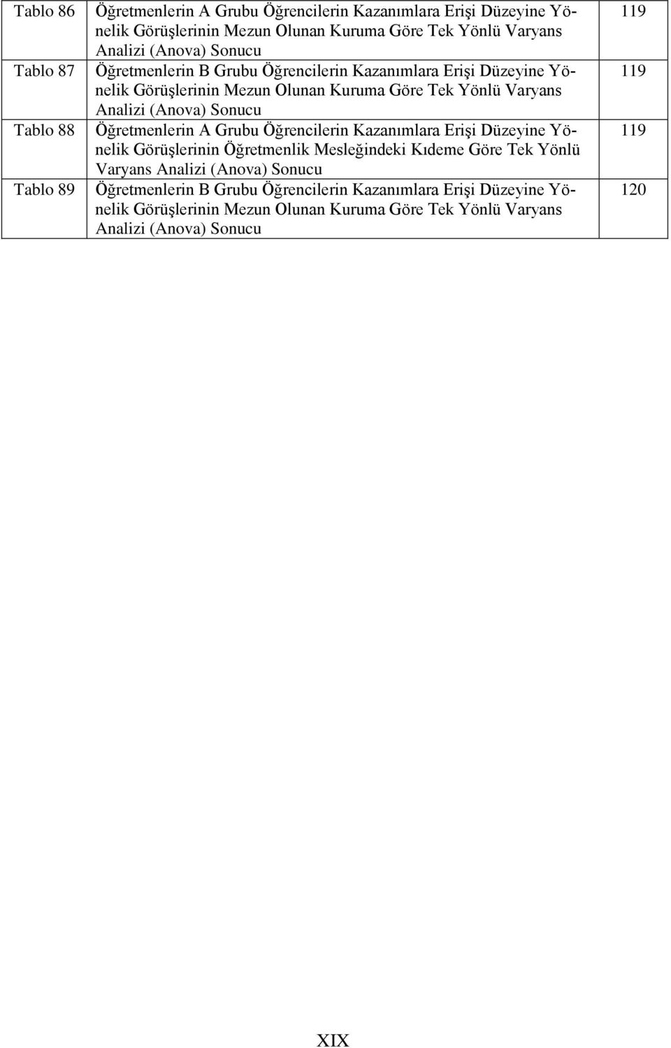 Sonucu Öğretmenlerin A Grubu Öğrencilerin Kazanımlara Erişi Düzeyine Yönelik Görüşlerinin Öğretmenlik Mesleğindeki Kıdeme Göre Tek Yönlü Varyans  Sonucu 119 119 119