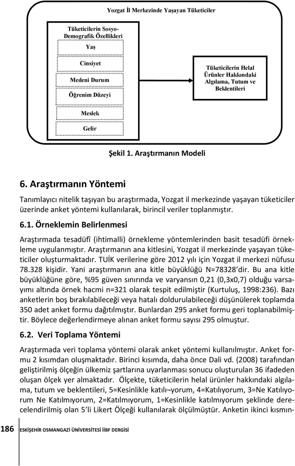 Araştırmanın Yöntemi Tanımlayıcı nitelik taşıyan bu araştırmada, Yozgat il merkezinde yaşayan tüketiciler üzerinde anket yöntemi kullanılarak, birincil veriler toplanmıştır. 6.1.