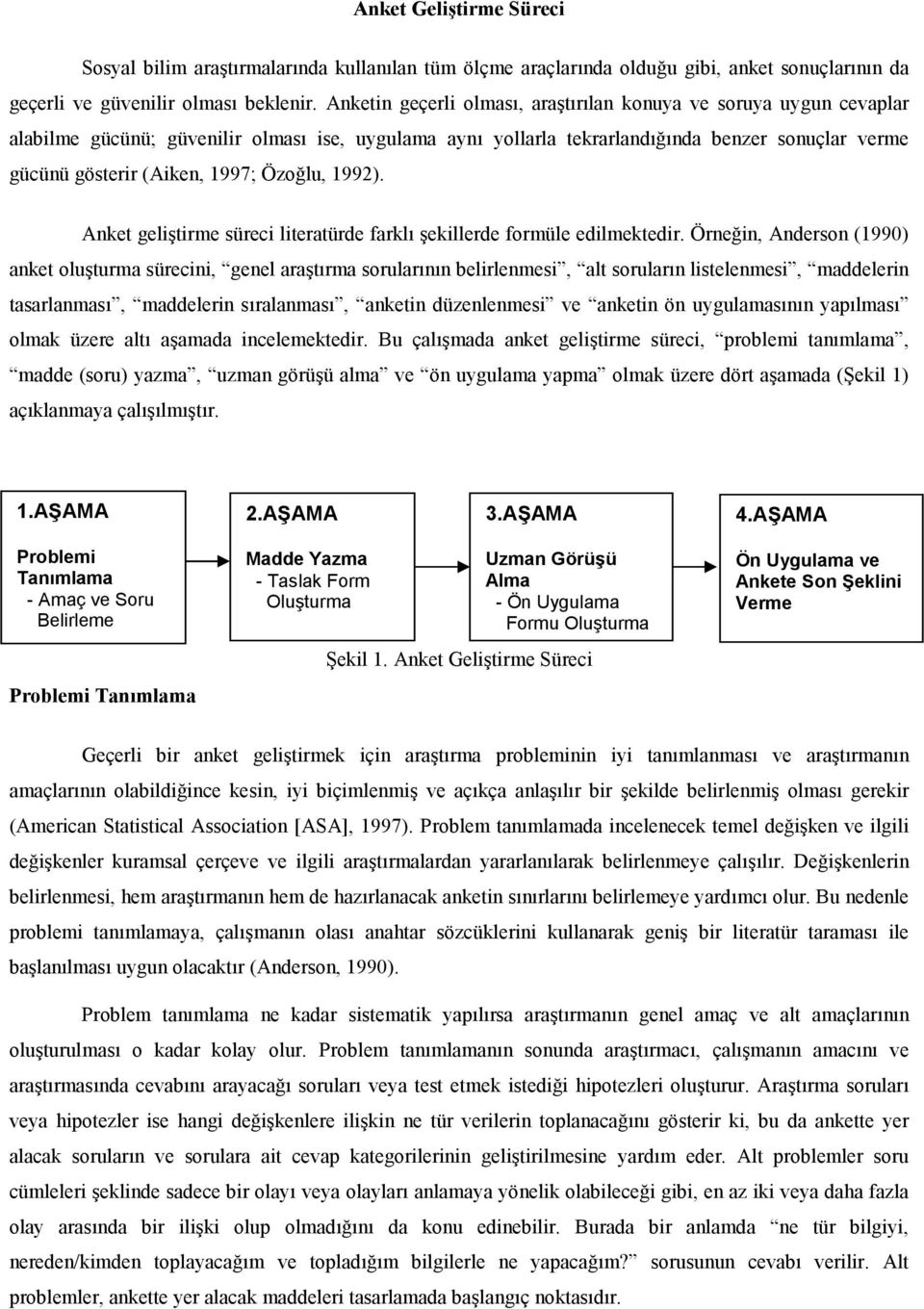 lu, 1992). Anket gelitirme süreci literatürde farkl ekillerde formüle edilmektedir. Örne.