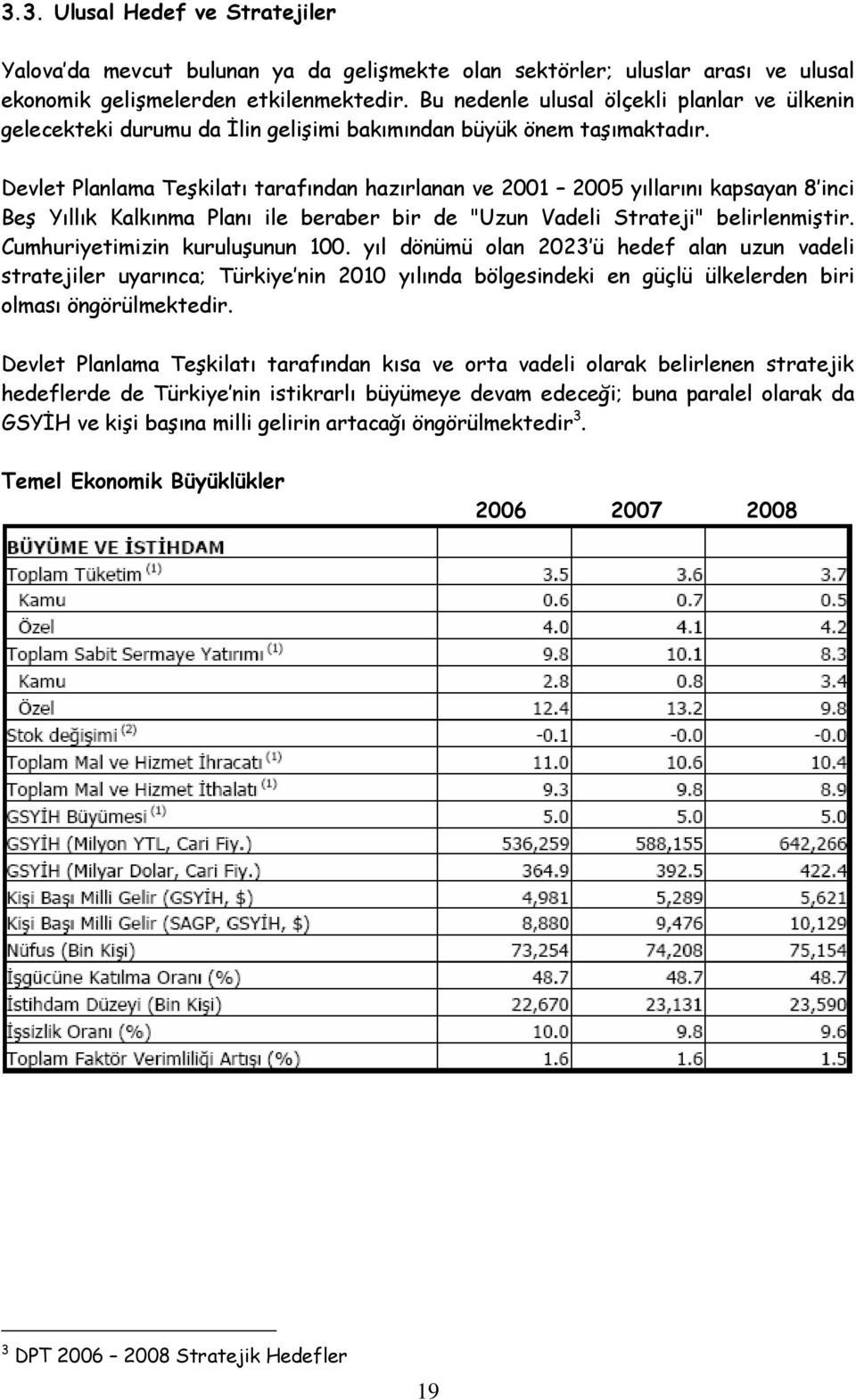 Devlet Planlama Teşkilatı tarafından hazırlanan ve 2001 2005 yıllarını kapsayan 8 inci Beş Yıllık Kalkınma Planı ile beraber bir de "Uzun Vadeli Strateji" belirlenmiştir.