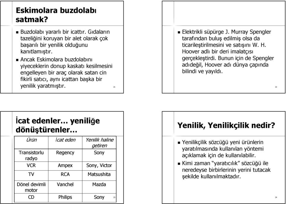 Murray Spengler tarafından buluş edilmiş olsa da ticarileştirilmesini tirilmesini ve satışı ışını W. H. Hoover adlı bir deri imalatçısı gerçekle ekleştirdi.