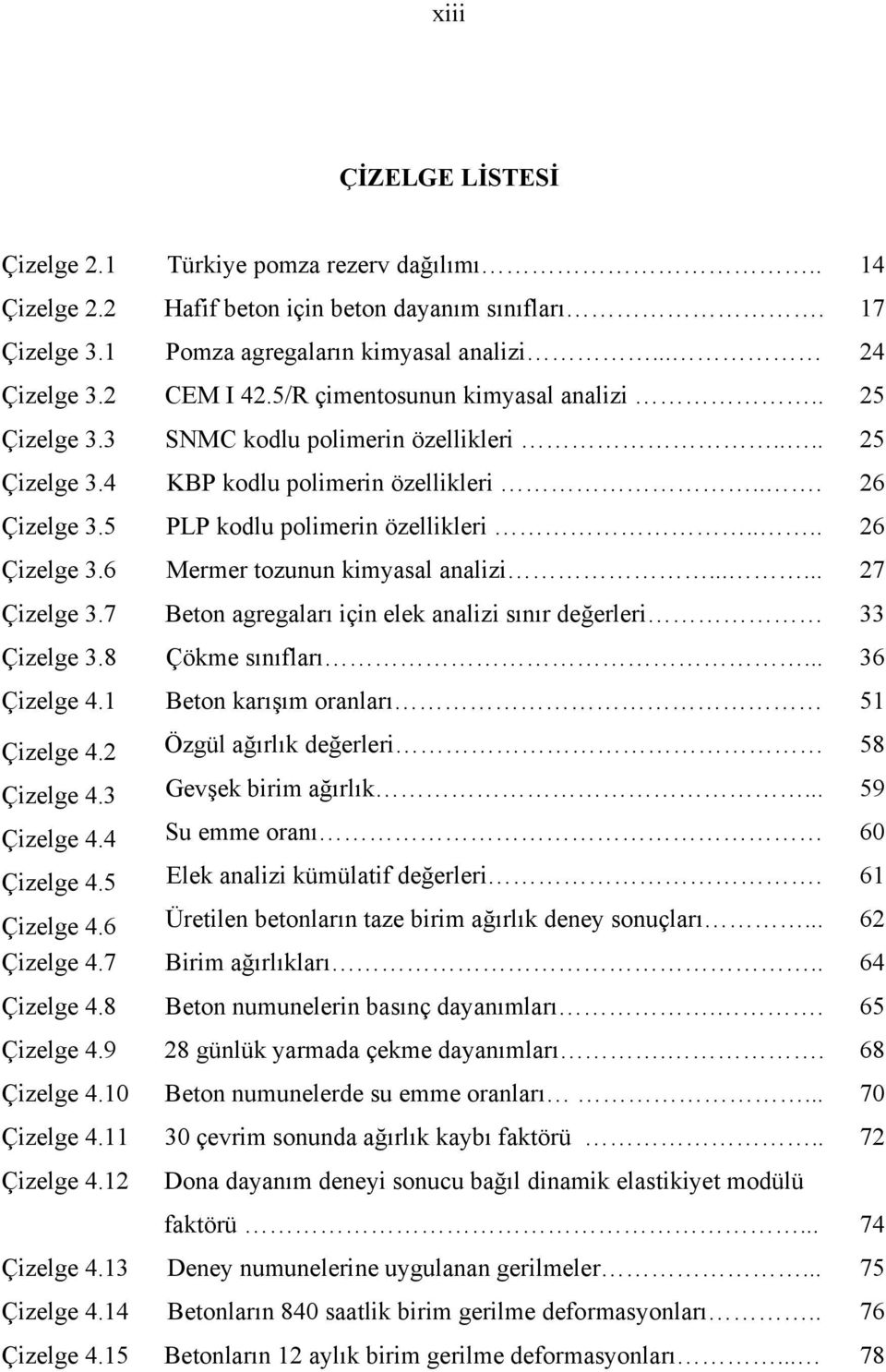 ..... 27 Çizelge 3.7 Beton agregaları için elek analizi sınır değerleri 33 Çizelge 3.8 Çökme sınıfları... 36 Çizelge 4.1 Beton karışım oranları 51 Çizelge 4.2 Özgül ağırlık değerleri 58 Çizelge 4.