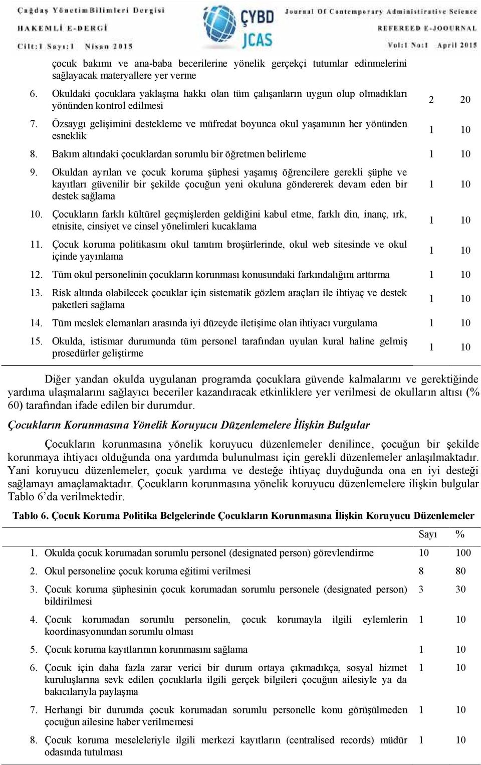 Özsaygı gelişimini destekleme ve müfredat boyunca okul yaşamının her yönünden esneklik 2 20 8. Bakım altındaki çocuklardan sorumlu bir öğretmen belirleme 9.