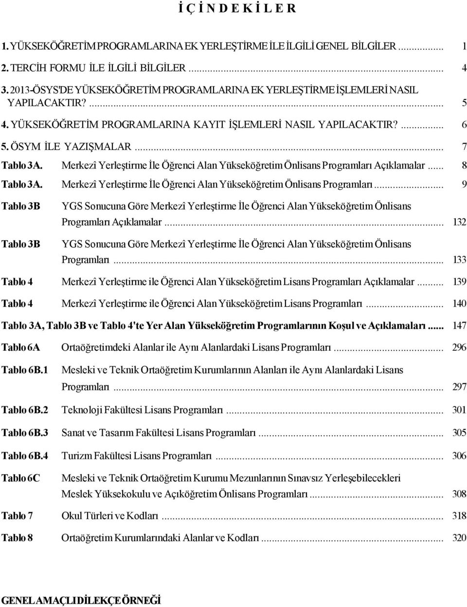 Merkezî Yerleştirme İle Öğrenci Alan Yükseköğretim Önlisans Programları Açıklamalar... 8 Tablo 3A. Merkezî Yerleştirme İle Öğrenci Alan Yükseköğretim Önlisans Programları.