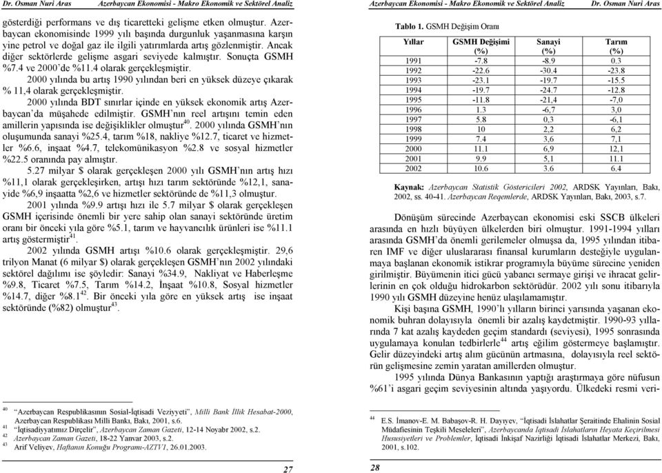 Sonuçta GSMH %7.4 ve 2000 de %11.4 olarak gerçekleşmiştir. 2000 yılında bu artış 1990 yılından beri en yüksek düzeye çıkarak % 11,4 olarak gerçekleşmiştir.