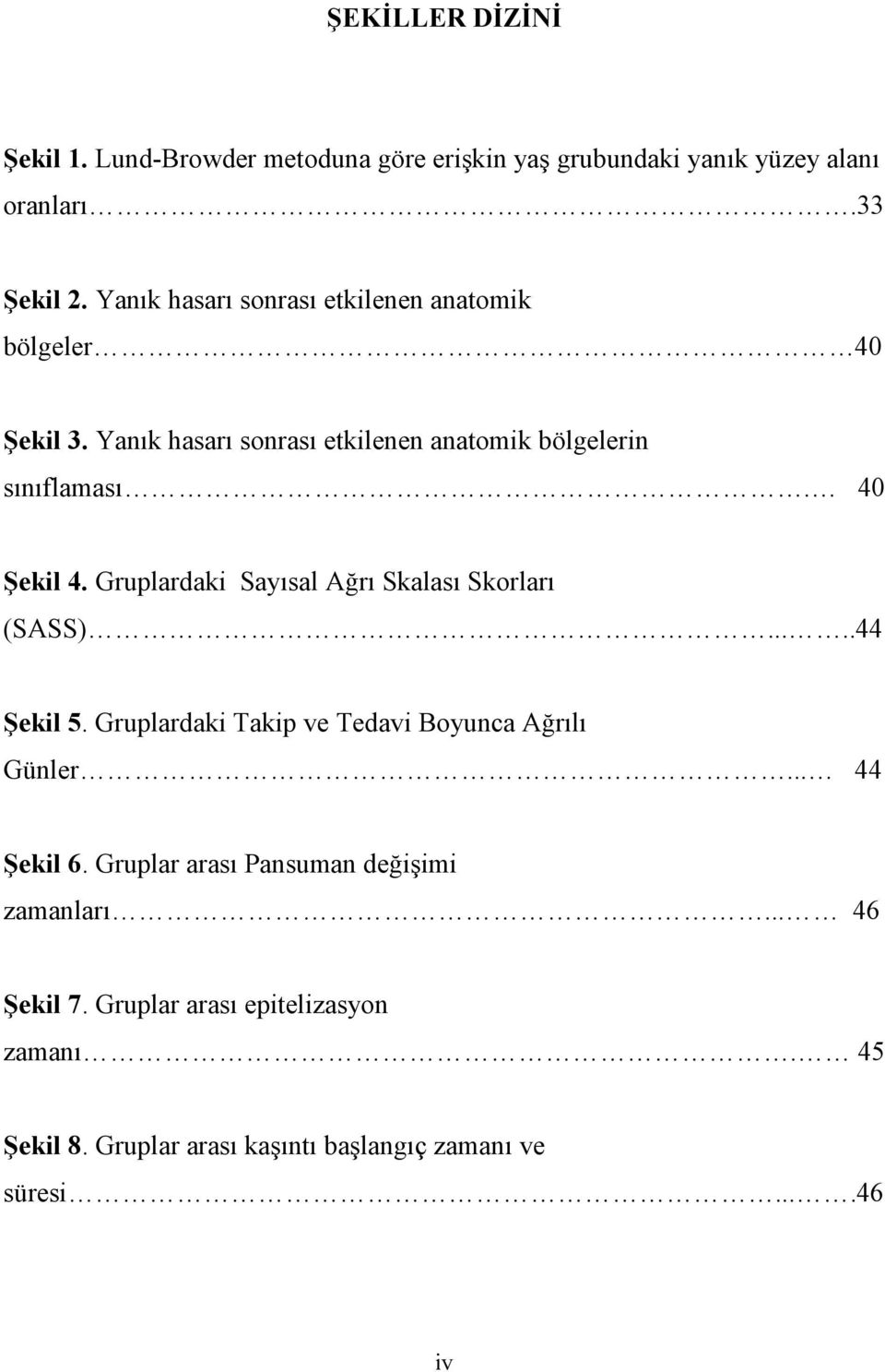 Gruplardaki Sayısal Ağrı Skalası Skorları (SASS).....44 Şekil 5. Gruplardaki Takip ve Tedavi Boyunca Ağrılı Günler... 44 Şekil 6.