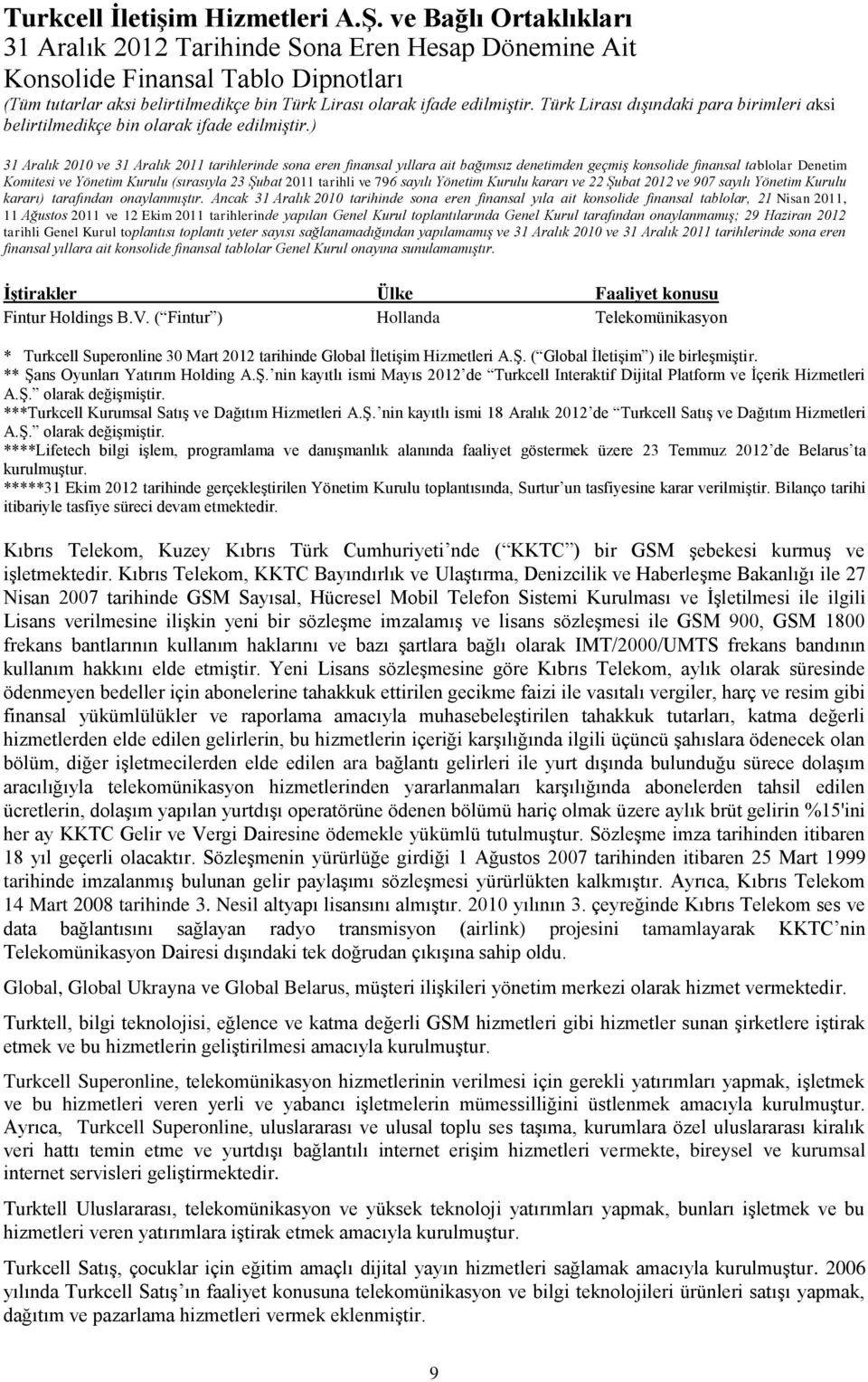 ) Denetim Komitesi ve Yönetim Kurulu (sırasıyla 23 Şubat 2011 tarihli ve 796 sayılı Yönetim Kurulu kararı ve 22 Şubat 2012 ve 907 sayılı Yönetim Kurulu kararı) tarafından onaylanmıştır.