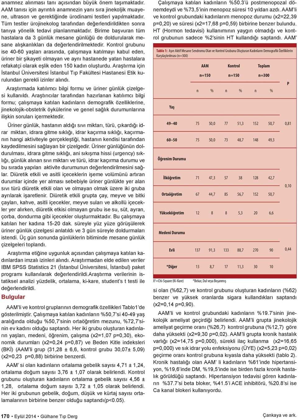 Birime başvuran tüm hastalara da 3 günlük mesane günlüğü de doldurularak mesane alışkanlıkları da değerlendirilmektedir.