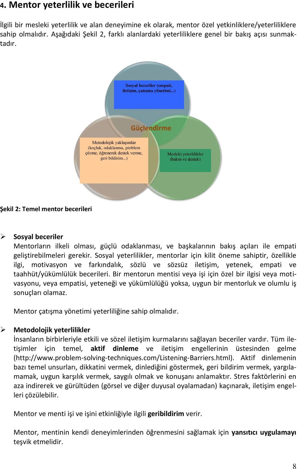 ..) Güçlendirme Metodolojik yaklaşımlar (koçluk, odaklanma, problem çözme, öğrenerek destek verme, geri bildirim.