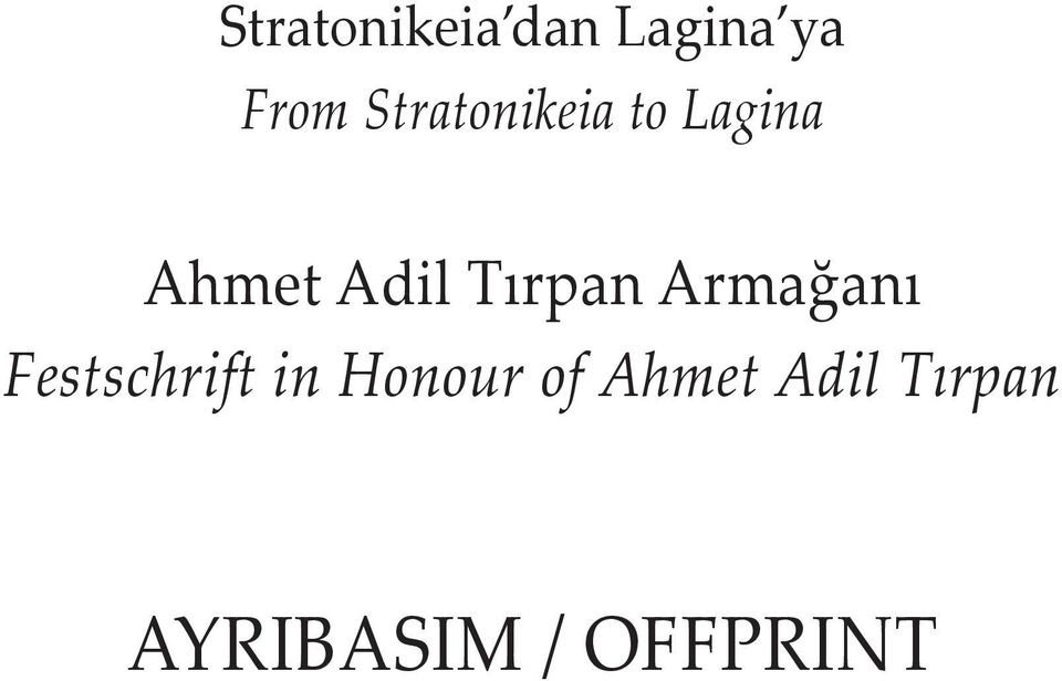 Tırpan Armağanı Festschrift in