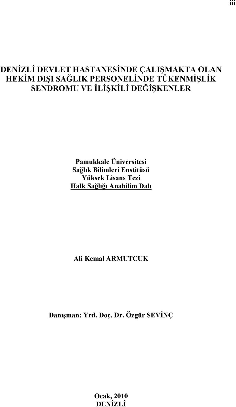 Üniversitesi Sağlık Bilimleri Enstitüsü Yüksek Lisans Tezi Halk Sağlığı