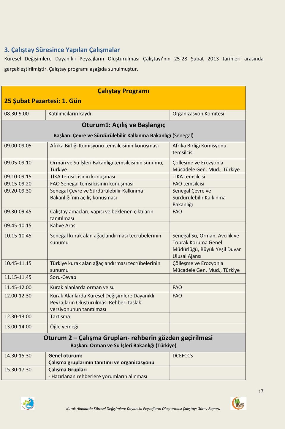 00 Katılımcıların kaydı Organizasyon Komitesi Oturum1: Açılış ve Başlangıç Başkan: Çevre ve Sürdürülebilir Kalkınma Bakanlığı (Senegal) 09.00-09.