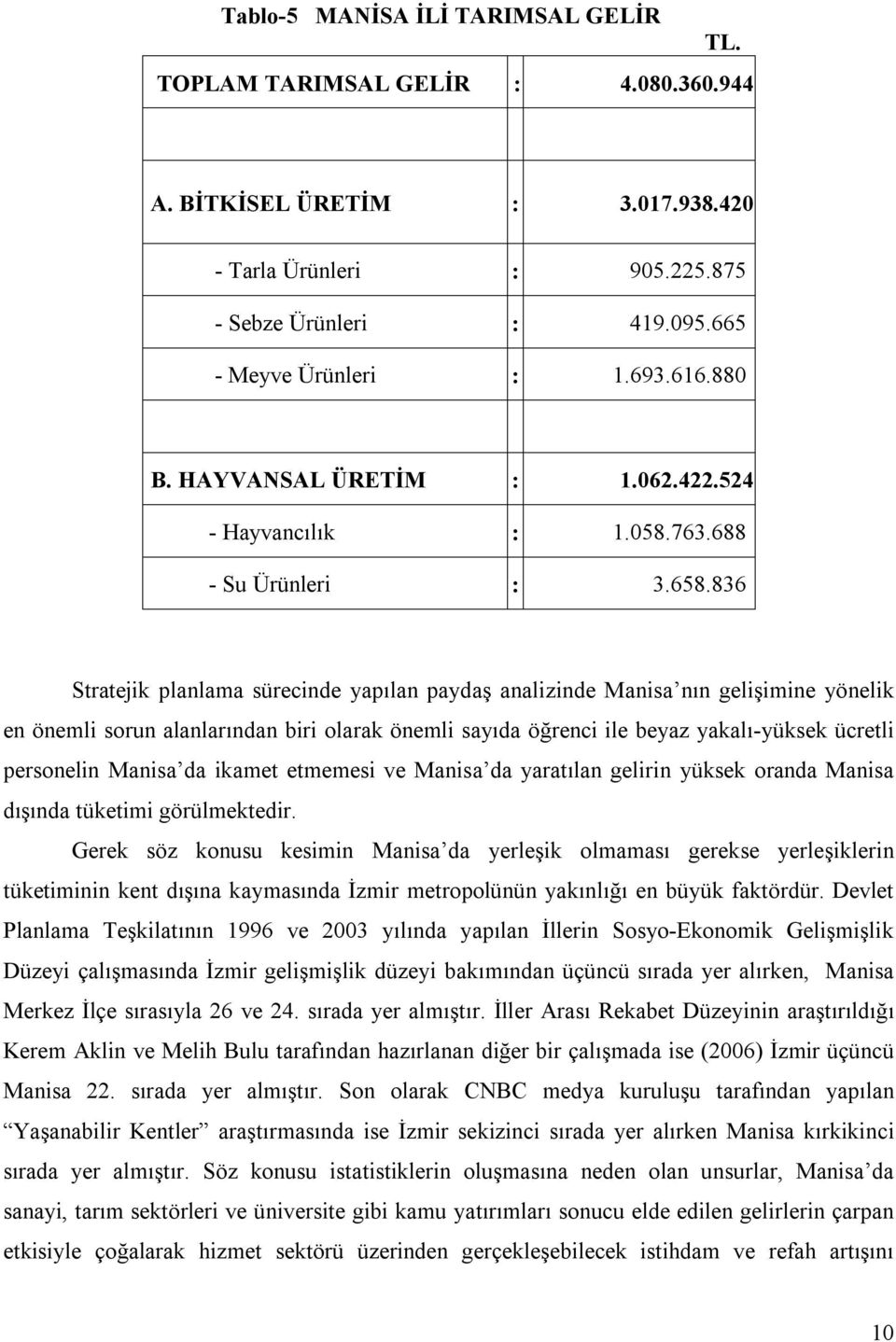 836 Stratejik planlama sürecinde yapılan paydaş analizinde Manisa nın gelişimine yönelik en önemli sorun alanlarından biri olarak önemli sayıda öğrenci ile beyaz yakalı-yüksek ücretli personelin