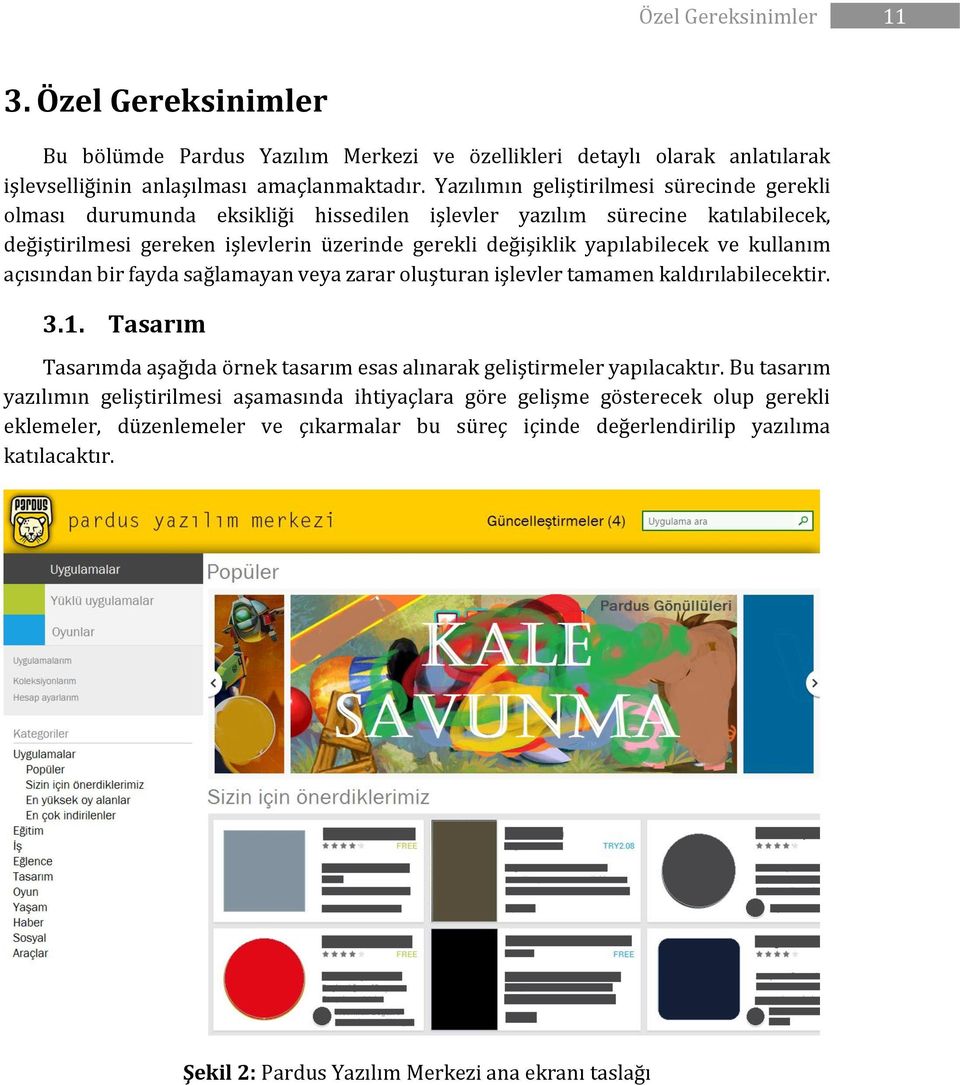 ve kullanım açısından bir fayda sağlamayan veya zarar oluşturan işlevler tamamen kaldırılabilecektir. 3.1. Tasarım Tasarımda aşağıda örnek tasarım esas alınarak geliştirmeler yapılacaktır.