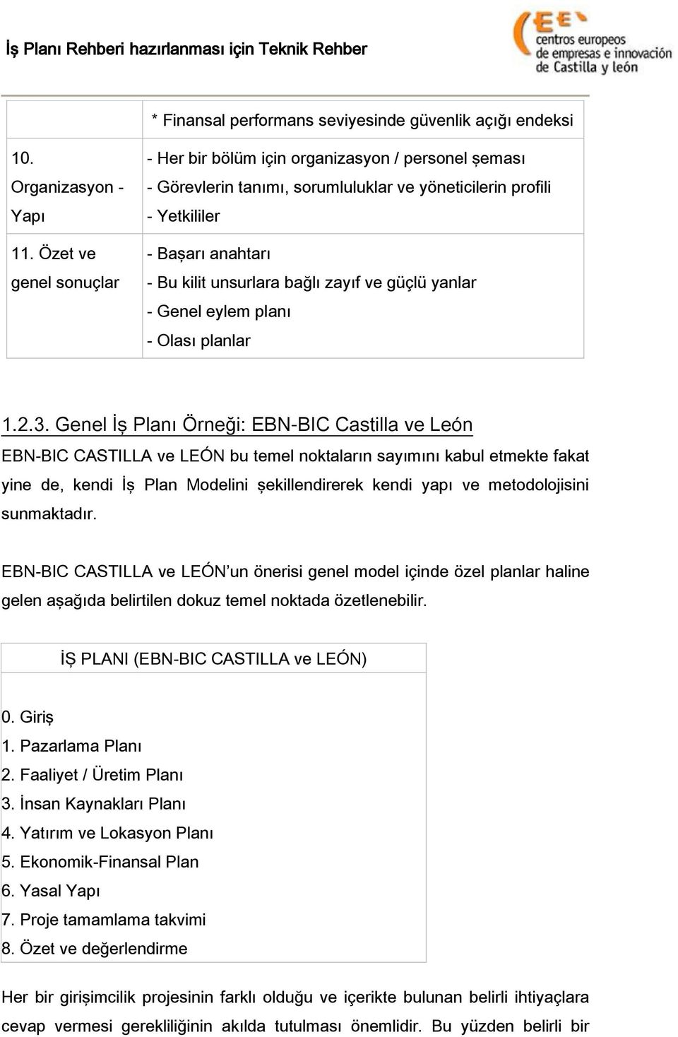 ve güçlü yanlar - Genel eylem planı - Olası planlar 1.2.3.