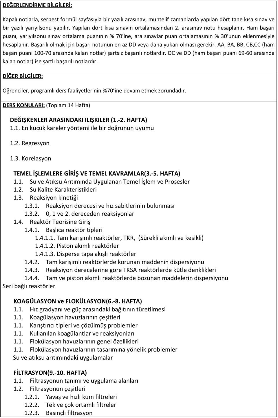 Başarılı olmak için başarı notunun en az DD veya daha yukarı olması gerekir. AA, BA, BB, CB,CC (ham başarı puanı 100-70 arasında kalan notlar) şartsız başarılı notlardır.