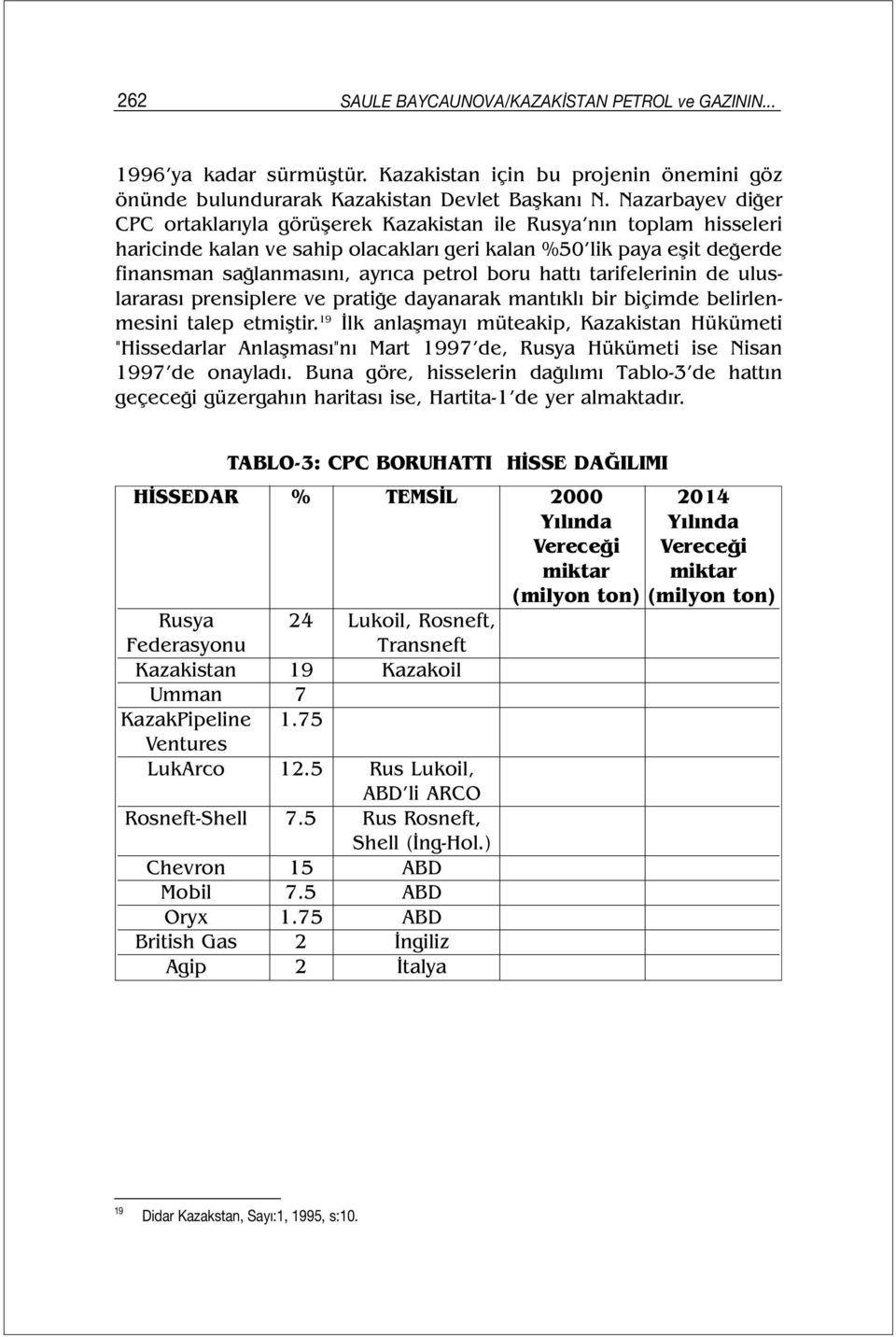 boru hattı tarifelerinin de uluslararası prensiplere ve pratiğe dayanarak mantıklı bir biçimde belirlenmesini talep etmiştir.